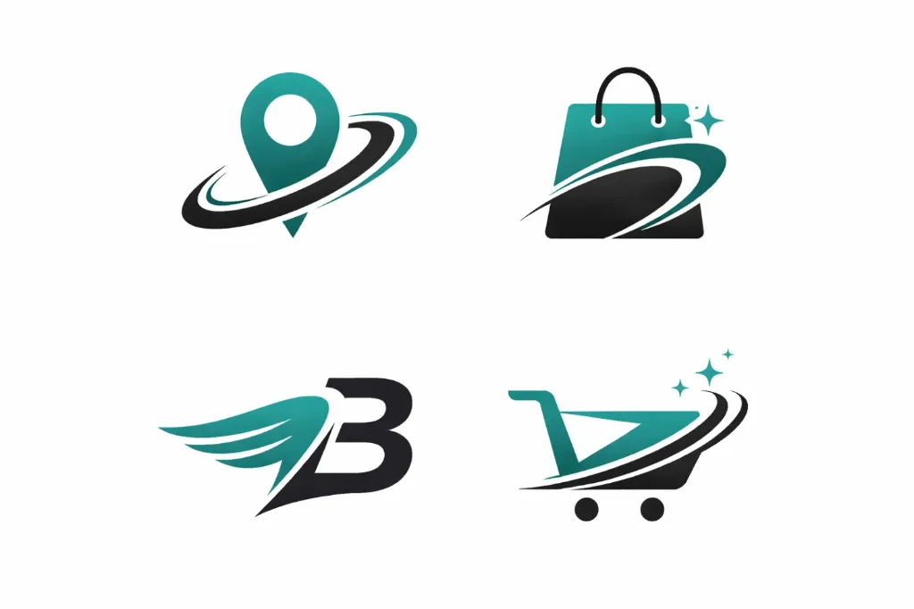 Modern logo collection in teal and black.webp